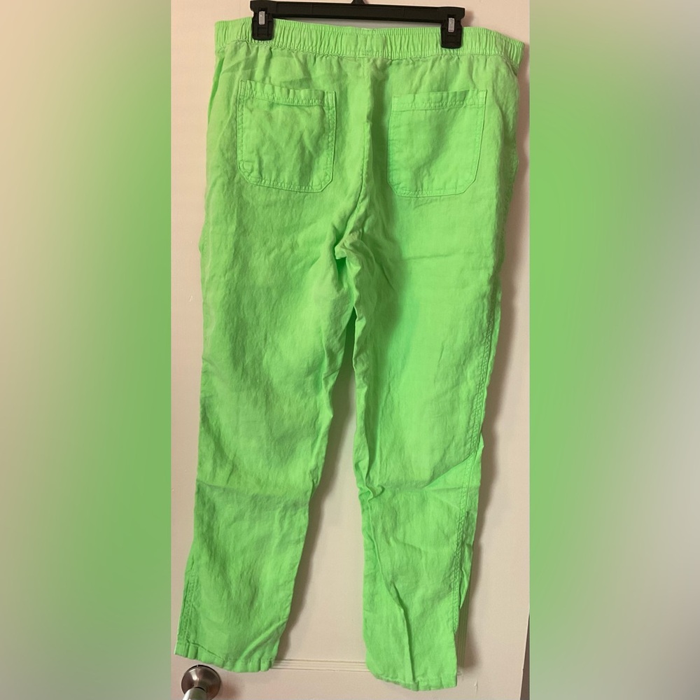 Lilly Pulitzer 31" Taron Mid-Rise Linen Pant Lime Zest Size Large - Picture 4 of 4